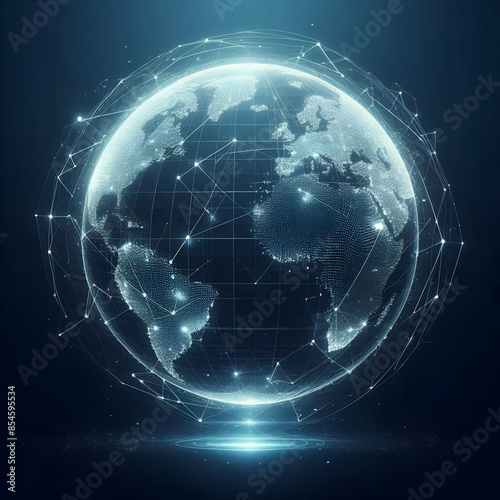 Mapa del mundo abstracto y futurista simbolizando la red global de comunicaciones