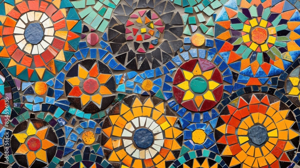 Colorful Mosaics of Geometric Flowers Showcasing Artistic Diversity