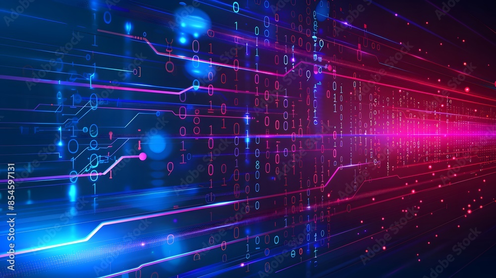 Blue binary circuit board future technology, blue cyber security concept background Blue binary circuit board future technology, blue cyber security concept background