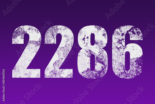 flat white grunge number of 2286 on purple background. 