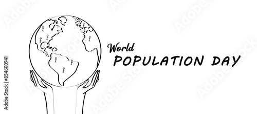 World population day earth. Hand drawn doodle vector illustration