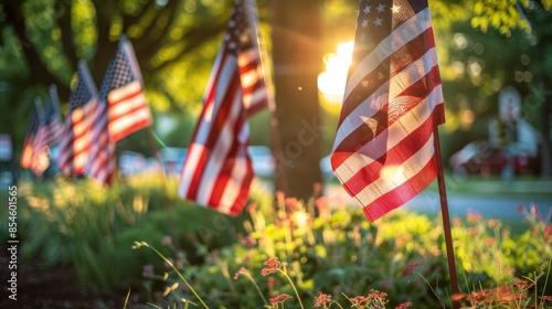 The American Flags at Sunset photo