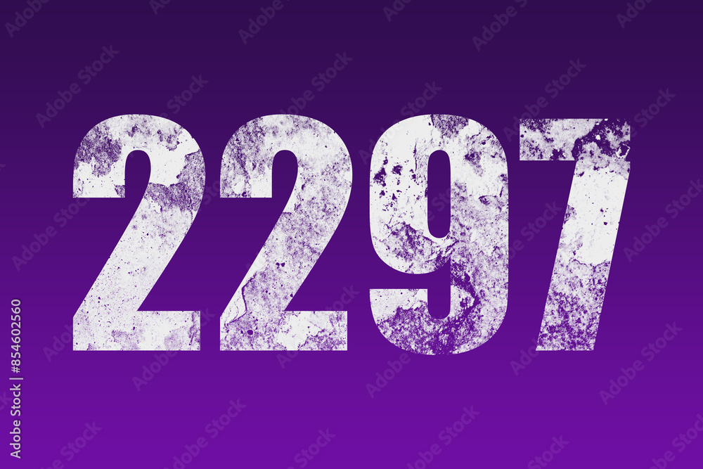 flat white grunge number of 2297 on purple background. flat white grunge number of 2297 on purple background.