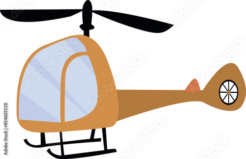 Flat isolated orange helicopter. Cartoon helicopter illustration vector. © SvgOcean