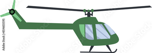 Flat isolated green helicopter. Cartoon helicopter illustration vector.