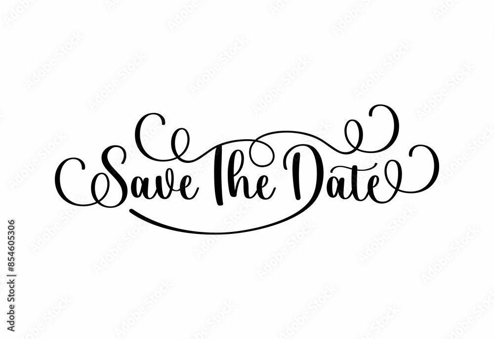 Obraz premium Save The Date hand lettering vector handwritten calligraphy composition