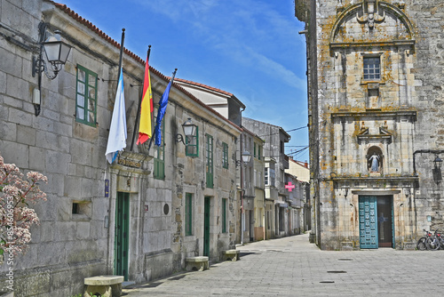 Paesaggi di Galizia, la piazza centrale di Melide sul cammino Primitivo di Santiago di Compostela - Galizia, Spagna