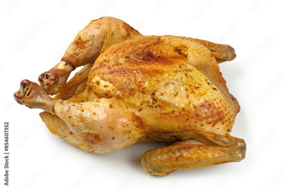 roasted chicken on isolated white background top view roasted chicken on isolated white background top view