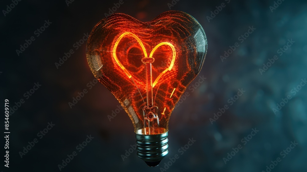 The heart-shaped glowing bulb The heart-shaped glowing bulb