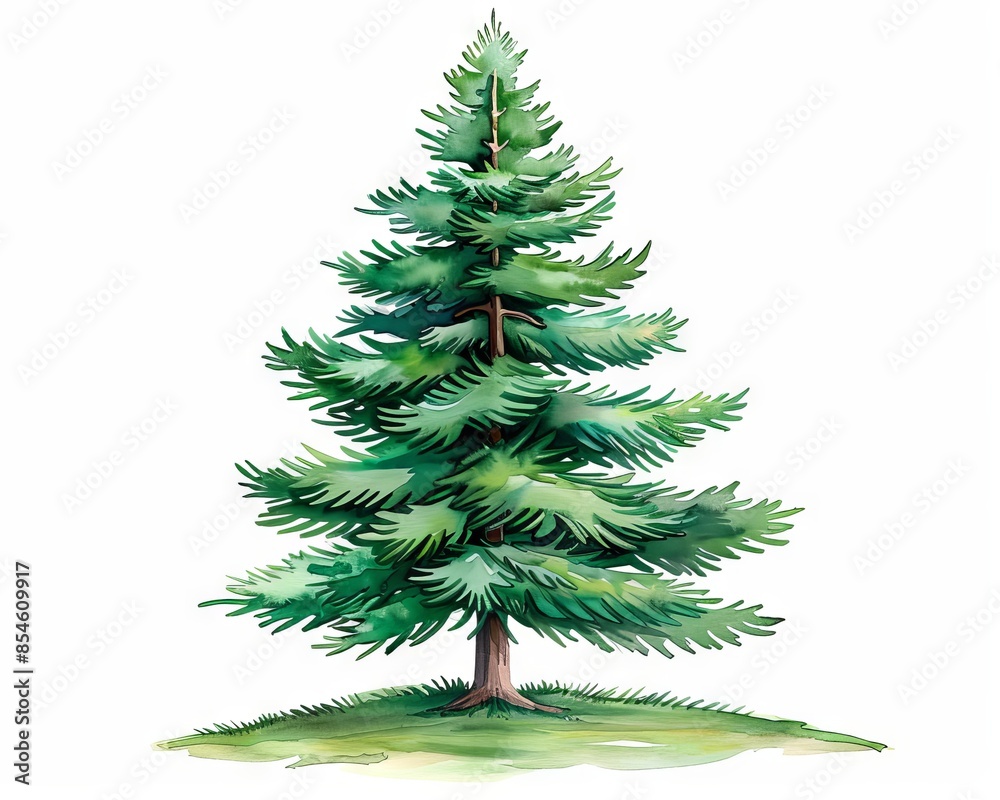 Illustration of a lush green pine tree with detailed branches and needles, isolated on a white background, perfect for nature-themed designs. Illustration of a lush green pine tree with detailed branches and needles, isolated on a white background, perfect for nature-themed designs.