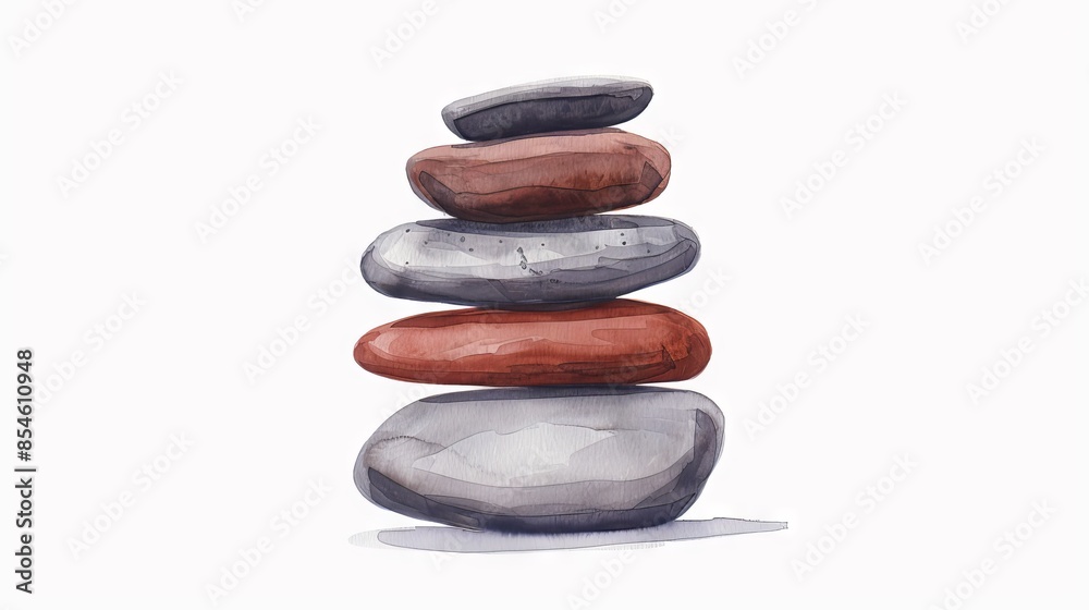 Stack of smooth, balanced pebbles in varying colors. Symbol of stability, meditation, peacefulness, and balance. Isolated on white background. Stack of smooth, balanced pebbles in varying colors. Symbol of stability, meditation, peacefulness, and balance. Isolated on white background.