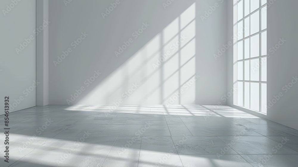 Empty room with white light shadow and floor Empty room with white light shadow and floor