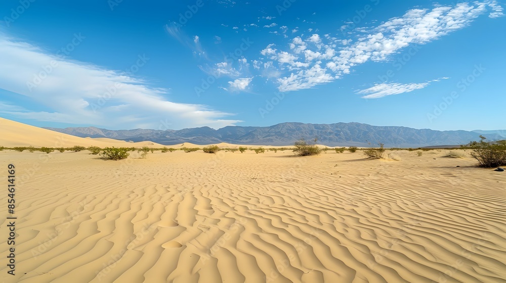 Realistic desert landscape. Beautiful view on realistic sand dunes. Made with generative ai