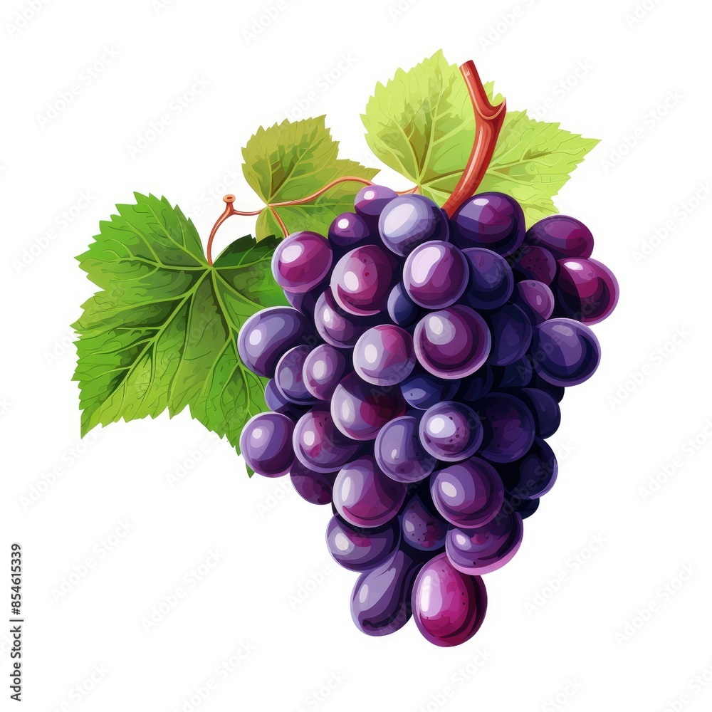 Obraz premium Fresh Grape Bunches in Rich Colors on White Background