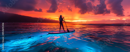 Paddleboarder glides throug...