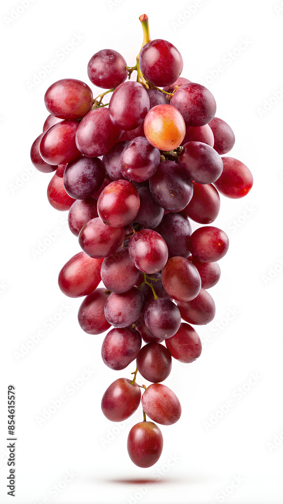 Falling red grapes flying in the air isolated on white background. selective focus, clipping path Falling red grapes flying in the air isolated on white background. selective focus, clipping path