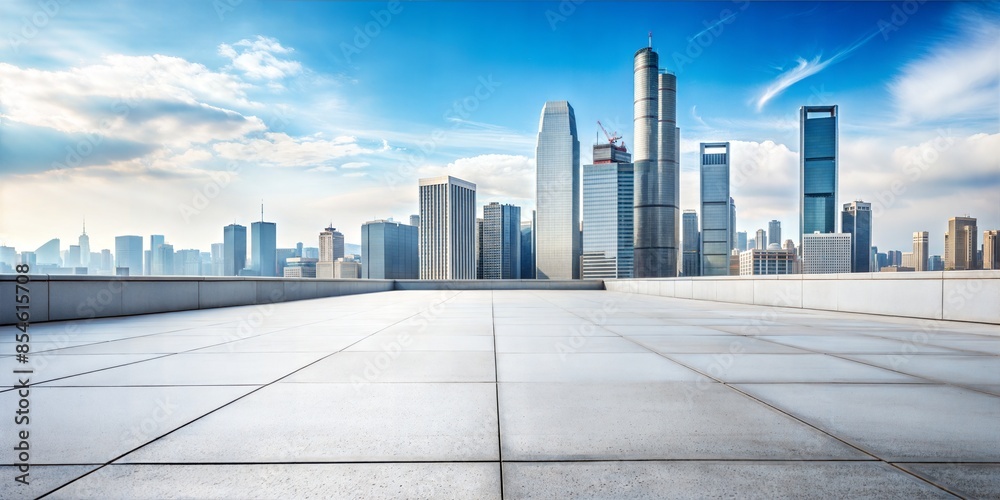 Concrete pavement against the backdrop of a big city. Concrete pavement against the backdrop of a big city.