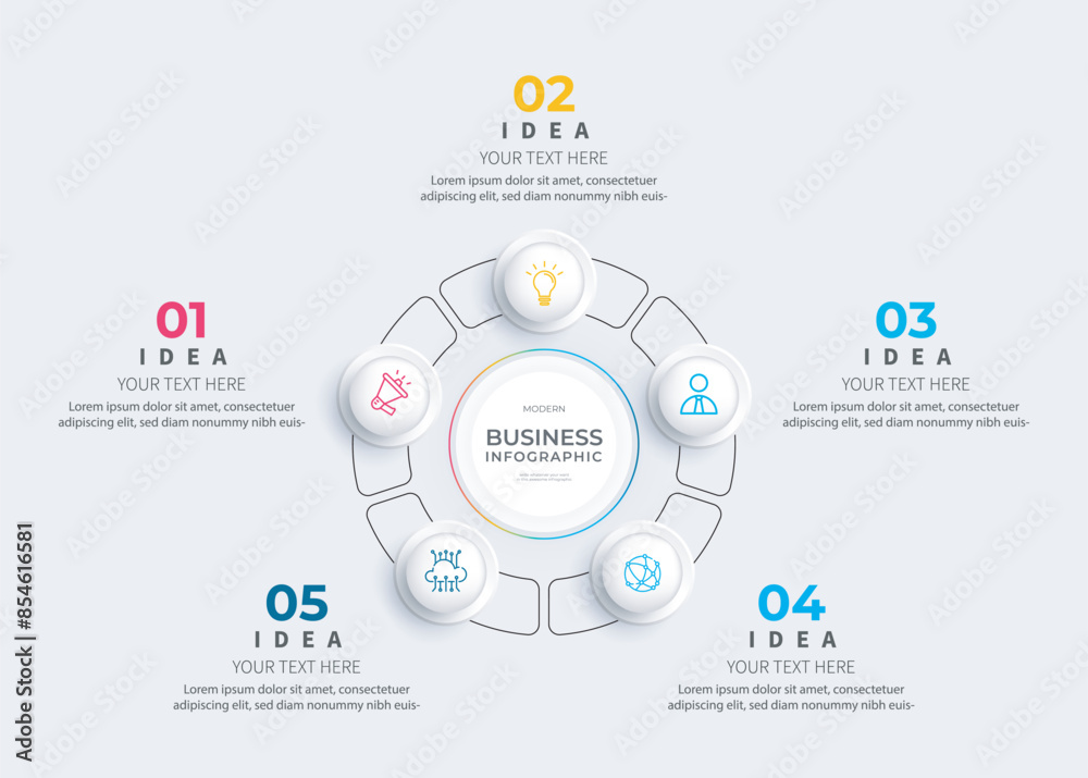 Modern minimalist elegant clean circular steps editable infographic design template vector Modern minimalist elegant clean circular steps editable infographic design template vector