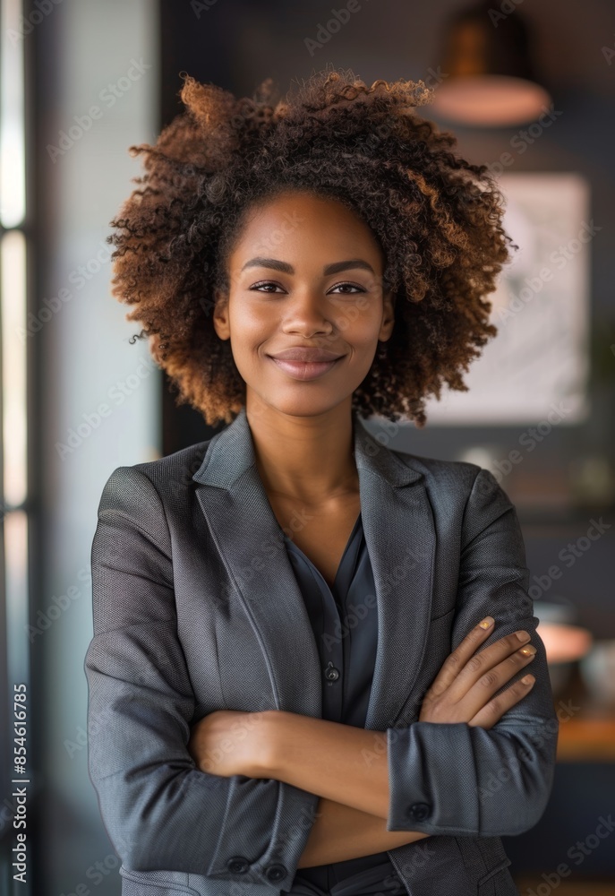 A happy, smiling black woman in office with confidence for the company, ambitions, and career at agency. A confident and cocky black woman in the middle of an office next to arms crossed and A happy, smiling black woman in office with confidence for the company, ambitions, and career at agency. A confident and cocky black woman in the middle of an office next to arms crossed and