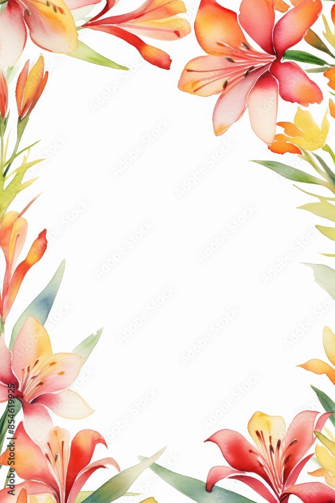 alstroemeria themed frame or border for photos . featuring colorful blooms with speckled petals. watercolor illustration, white color background. For Wedding Invitations and Spring Greeting Card. alstroemeria themed frame or border for photos . featuring colorful blooms with speckled petals. watercolor illustration, white color background. For Wedding Invitations and Spring Greeting Card.