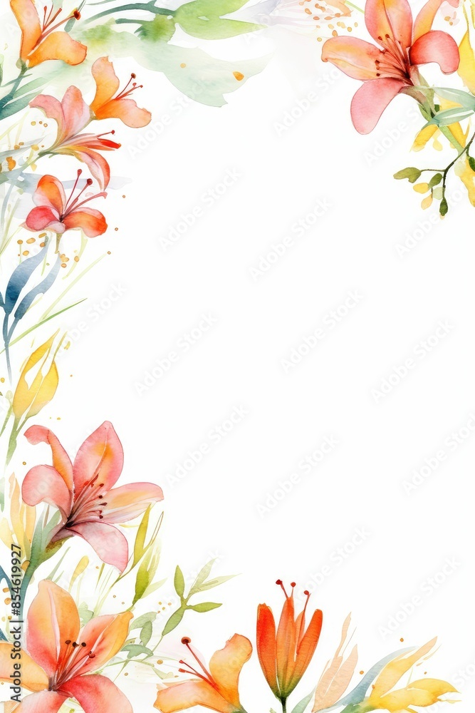 alstroemeria themed frame or border for photos . featuring colorful blooms with speckled petals. watercolor illustration, white color background. For Wedding Invitations and Spring Greeting Card. alstroemeria themed frame or border for photos . featuring colorful blooms with speckled petals. watercolor illustration, white color background. For Wedding Invitations and Spring Greeting Card.