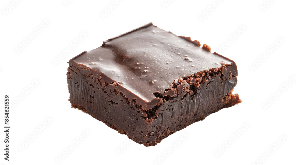 A decadent chocolate fudge square with a smooth, rich texture. The image is on a transparent background A decadent chocolate fudge square with a smooth, rich texture. The image is on a transparent background
