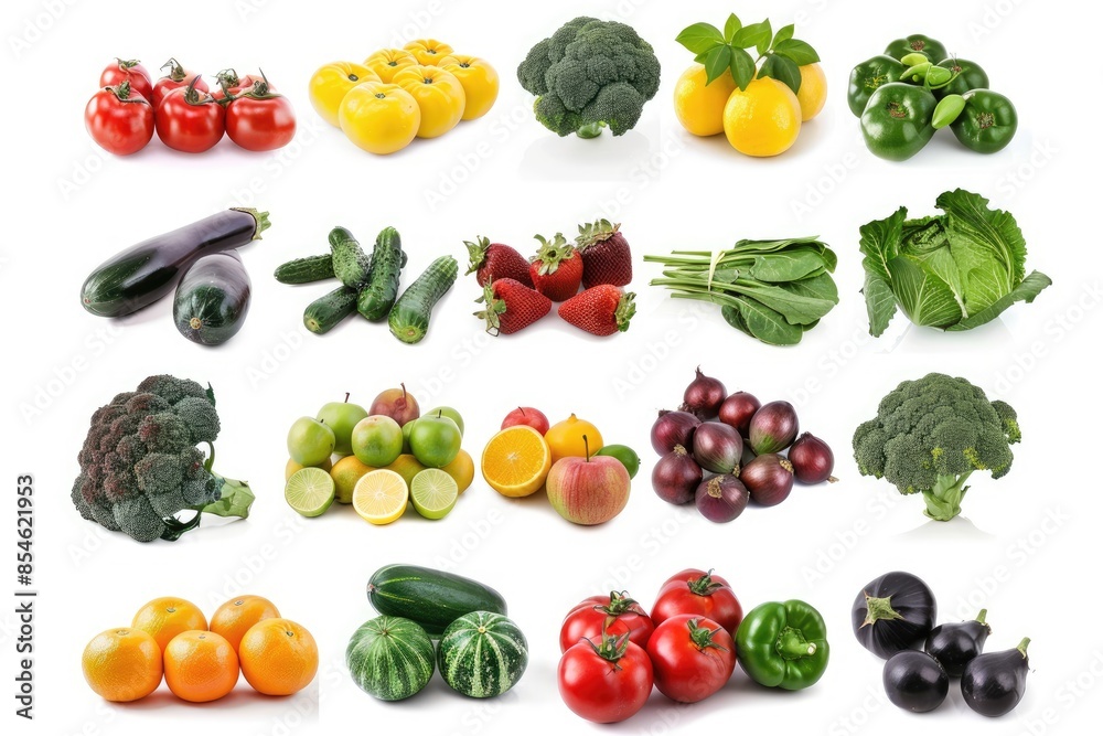Big collection of fruits and vegetables on white background Big collection of fruits and vegetables on white background