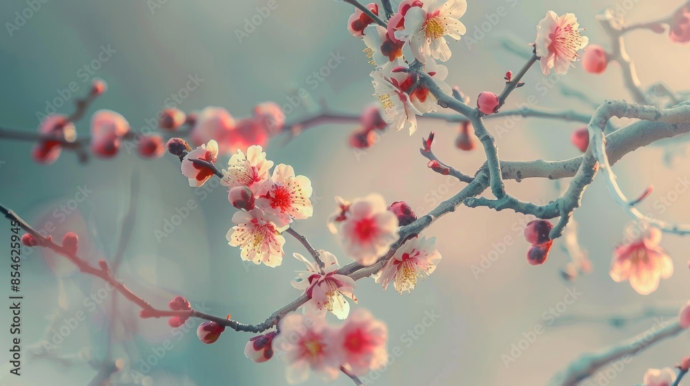 Plum blossoms and honeybee in early spring Plum blossoms and honeybee in early spring