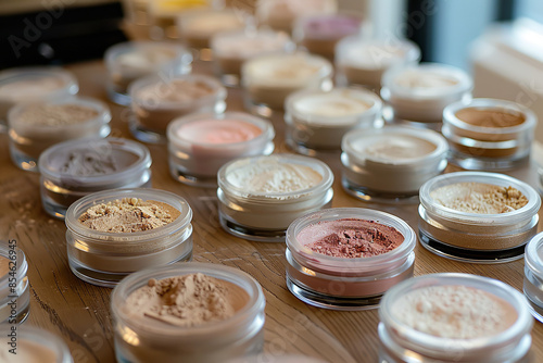 Makeup Artist's Collection of Varied Loose Powders Under Natural Light