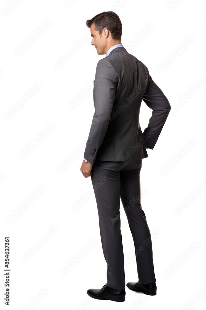 A bussinessman getting lower back pain standing tuxedo adult. A bussinessman getting lower back pain standing tuxedo adult.