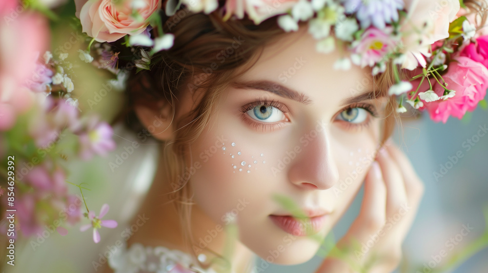 portrait of a bride with flowers portrait of a bride with flowers