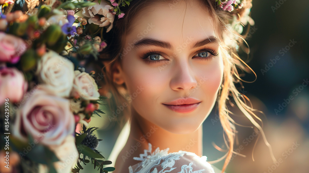 portrait of a bride with flowers portrait of a bride with flowers
