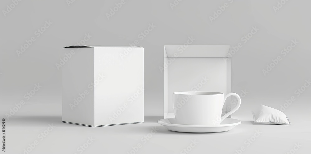 Tea box set with and without tea bag, realistic modern illustration isolated. Tea box set with and without tea bag, realistic modern illustration isolated.