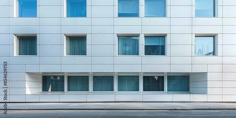 Modern Building Facade with Windows and Sidewalk