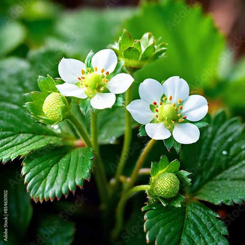 Strawberry plant Blossoming of strawberry Stawberry bushes