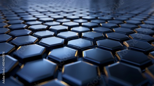 Abstract Hexagon Pattern in Blue Tones © Feri
