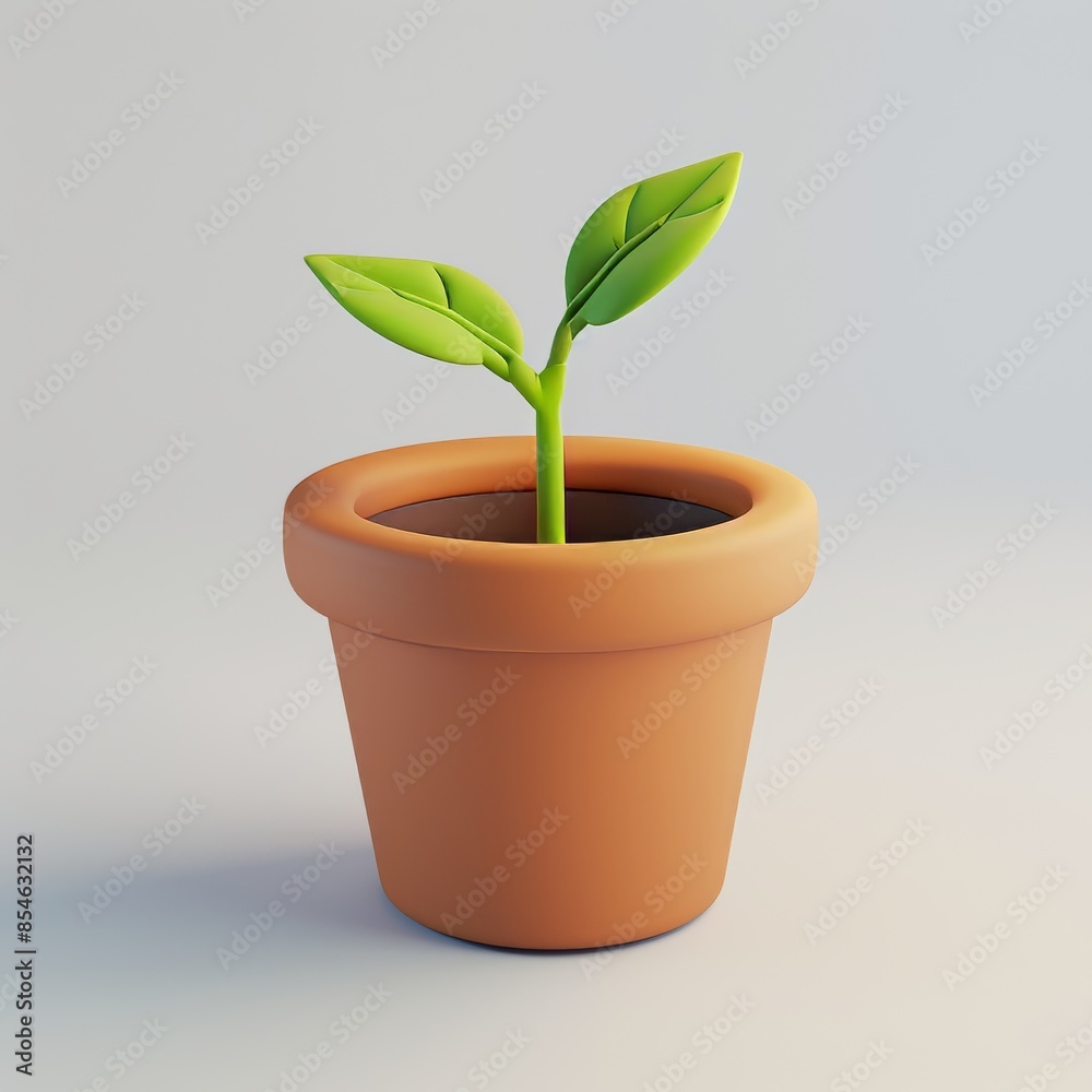 In an isolated background, a cartoon indoor plant is seen in a pot. In an isolated background, a cartoon indoor plant is seen in a pot.