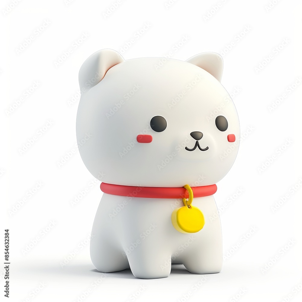 This is a cute 3D cartoon dog on an isolated background. Modern illustration for a pet shop. This is a cute 3D cartoon dog on an isolated background. Modern illustration for a pet shop.