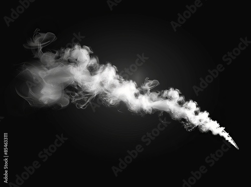 Smoke, fog, or white clouds scattering trails on black ground, making it appear as if the ground is wet. © Mark