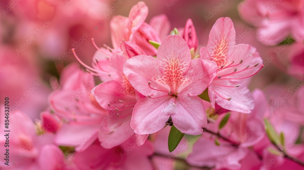 Pink Western Azalea Rhododendron occidentale flowers in close up bloom