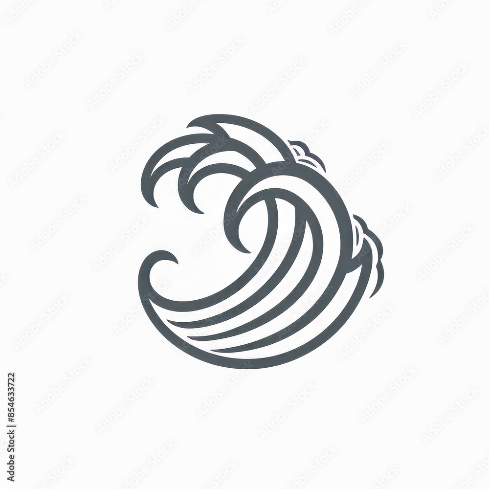 Minimalist ocean sea wave line art design Minimalist ocean sea wave line art design