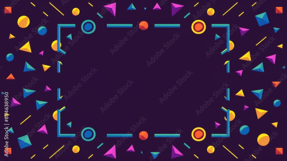 Fototapeta premium Vibrant 80's inspired design with colorful shapes and copy space - retro nostalgia - playful creativity