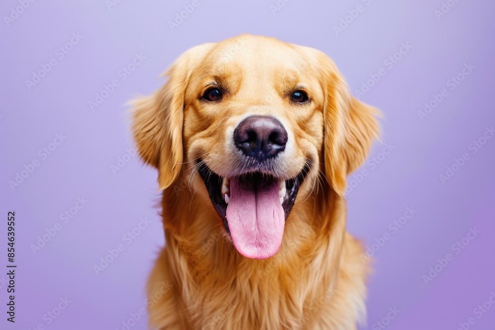 Close-up shot of a happy dog with its tongue hanging out, ready for a treat or playtime Close-up shot of a happy dog with its tongue hanging out, ready for a treat or playtime