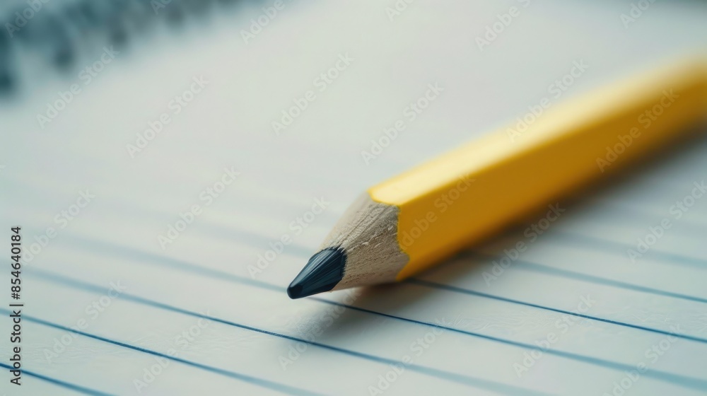 Yellow pencil on blank notepad Yellow pencil on blank notepad