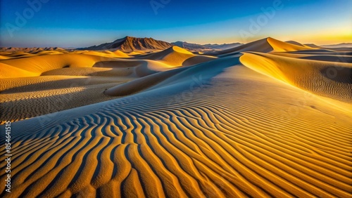 Breathtaking sand dune patterns in matruh governorate, libyan desert, sahara desert, egypt, africa, showcasing undulating waves of golden sand, infinite beauty, and grandeur. photo