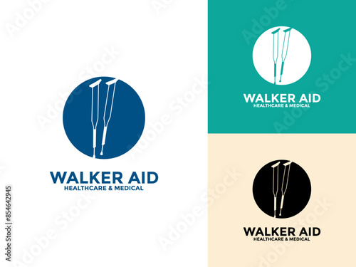 Walkers Aid logo icon. Simple Walkers logo vector design template