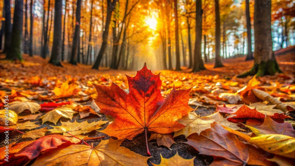 Vibrant autumn leaves stand upright on a carpet of fallen orange leaves on the forest floor, symbolizing the fleeting beauty of seasonal change. Vibrant autumn leaves stand upright on a carpet of fallen orange leaves on the forest floor, symbolizing the fleeting beauty of seasonal change.