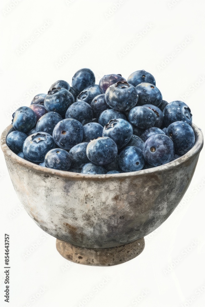 Fresh blueberries arranged in a bowl on a table for serving or display Fresh blueberries arranged in a bowl on a table for serving or display