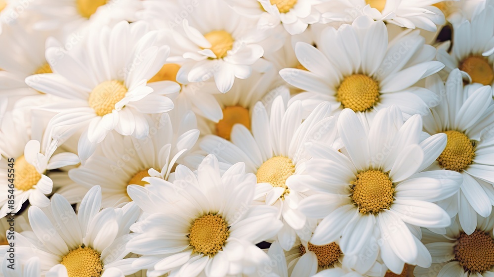 Fototapeta premium White Yellow Daisies flowers bud on light background