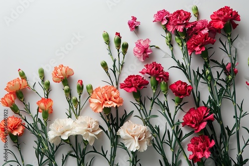 Wallpaper Mural Carnations fresh flowers on a white background Torontodigital.ca